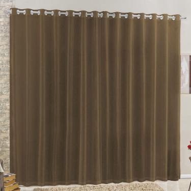 Imagem de Cortina 3 Mts Sala Quarto Voal E Linho Para Trilho Suisso Barata Tabaco