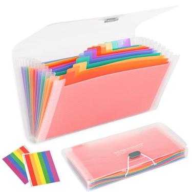 Imagem de 2 unidades de pastas expansíveis de 13 bolsos, pastas sanfonadas B6/organizador de recibos portátil/para recibos, impostos, notas mensais, cartões, cheques, cupons, vouchers, trocos