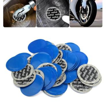 Imagem de Z-oneMart Patch de reparo de pneu, 150 peças kit de remendo de pneu de 42 mm, remendos de pneu resistentes, remendos frios sem câmara de ar para carro redondo borracha natural reparo de pneu reparo de