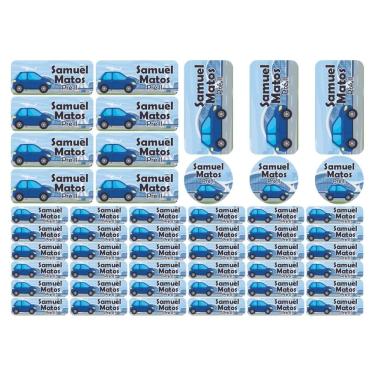 Imagem de Adesivo Etiqueta Escolar Personalizado Vinil Carros 50UN