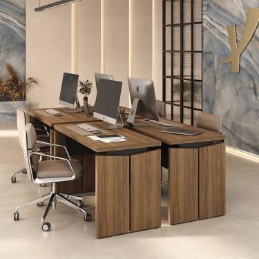 Imagem de Conjunto Executivo 4 Mesas Operacionais 1250 Y37 Nogal/Preto