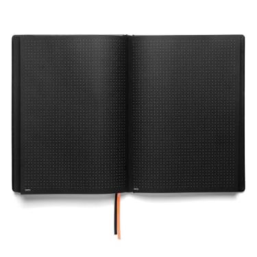 Imagem de Notsu Caderno de papel preto B5 com pontos | Grades minimalistas com 160 páginas pretas de papel grosso premium de 150 g/m², capas duras de couro vegano