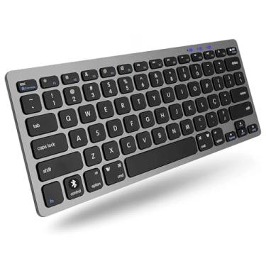 Imagem de Teclado Brushed Black Sem Fio, Portátil, Conexão Bluetooth e USB, ABNT2 Padrão Brasileiro, Design Moderno e Compacto, Teclado Ergonômico, Compatível com Windows, Mac, Linux e Android - CompleteStore®