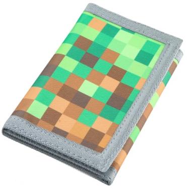 Imagem de Carteira masculina de lona com três dobras RFID, linda bolsa de moedas com zíper e bolso frontal para crianças, cor camuflada, Chequer, Small, Casual