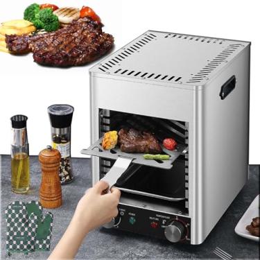 Imagem de Grelhador de bife comercial de 1700 W, grelha elétrica interna para bife, defumador automático de bife, tempo de grelha, temperatura ajustável para carne bovina, frango, vegetais, traz duas assad