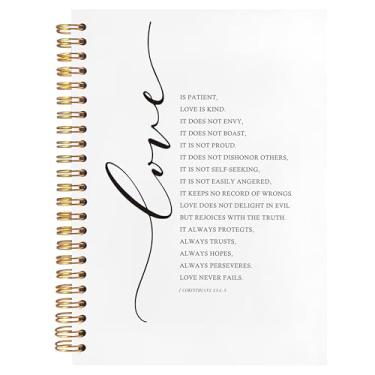 Imagem de BearCake 1 Corinthians 13 Caderno cristão Love Never Fails, presentes cristãos para mulheres e homens, cadernos bíblicos para anotações, caderno bíblico, caderno espiral de capa dura, 14 x 20 cm