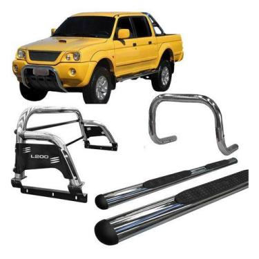 Imagem de Kit Quebra Mato estribo santo Antônio H3 L200 2004 Cromado - HOZZ