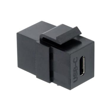 Imagem de CY USB2.0 USB-C fêmea para tipo-C fêmea extensão Keystone adaptador acoplador para painel de placa de parede cabo USB