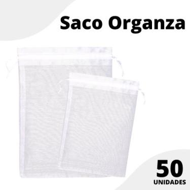 Imagem de Saco Organza - Saquinho Branco - 17x23 C/50 Unidades - Para Lembrancin