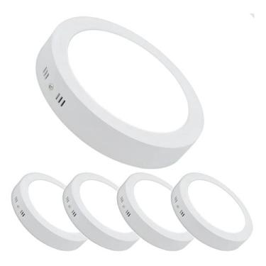 Imagem de Kit 5 Plafon Sobrepor Luminária Led 12w Redondo Bivolt Elgin, Branco N