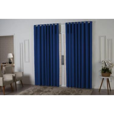 Imagem de Cortina Oxford 3,00x2,50 Sala Quarto Porta Azul Royal - Sofisticada Mo