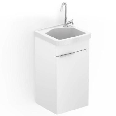 Imagem de Tanque com Gabinete para Lavanderia com Pia 7L 38x39cm  Branco Celite