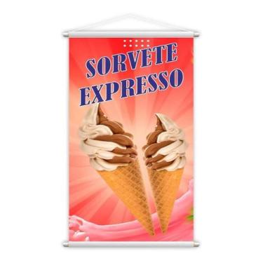 Imagem de Banner Sorvete Expresso Soft Casquinha Sorveteria 80X50Cm - Plimshop