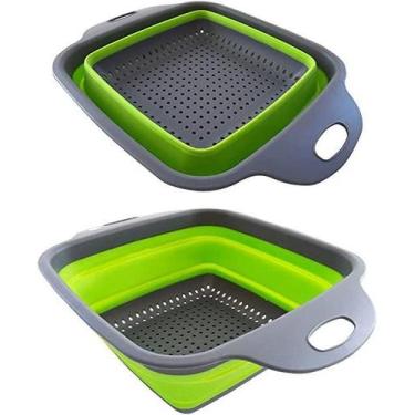 Imagem de Escorredor Peneira em Silicone 24,5x18,5cm Dobrável Quadrado - COOKING