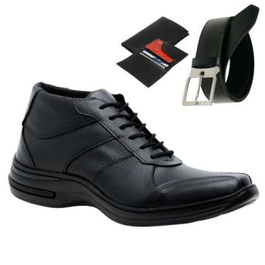 Imagem de Bota Coturno Casual Masculino De Amarrar + Cinto + Carteira Dia a Dia 