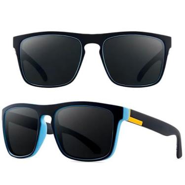 Imagem de Óculos Masculino De Sol AZUL Quadrado Vintage Clássico De Luxo Com Pro