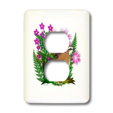 Imagem de 3dRose lsp_48775_6 samambaias, flores de fogo e uma tampa de saída de codorna