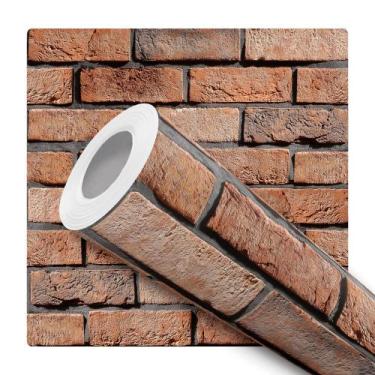 Imagem de Papel de Parede Vinílico Tijolo Marrom Rústico Sala Quarto 2m - DELIQU