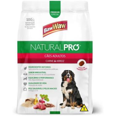 Imagem de Ração Baw Waw Natural Pró Cão Adulto Carne e Arroz 1kg