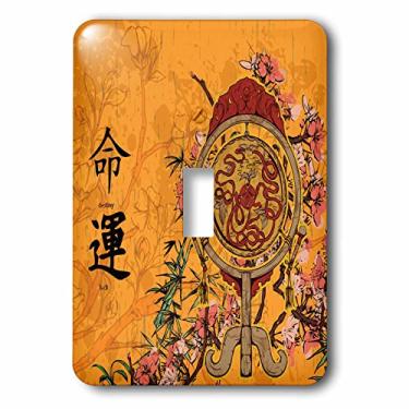 Imagem de 3dRose lsp_152976_1 Cena Oriental Vermelha e Marrom com Significado de Escrita Oriental Destiny and Luck Single Toggle Switch