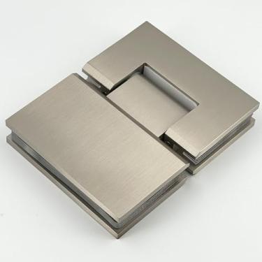 Imagem de NovaNectar Dobradiça de porta de vidro de latão, dobradiças de placa traseira curta resistente de 180 graus, substituição de ferragens de porta de chuveiro para vidro temperado de 8 a 12 mm, níquel