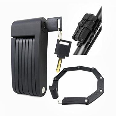 Imagem de Cadeado compacto dobrável para bicicleta, 700 cm, portátil, resistente, antifurto, alta segurança, cadeado de corrente de bicicleta com chaves e suporte, trava dobrável de liga resistente a