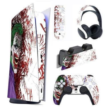 Imagem de PlayVital Conjunto completo de decalque para console ps5 edição digital, adesivo de vinil para controle ps5, estação de carregamento, fone de ouvido e controle remoto de mídia - Palhaço Hahaha