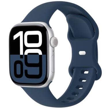 Imagem de Pulseira esportiva compatível com Apple Watch séries 10/9/8/7/6/5/4/3/2/1 de 49 mm, 46 mm, 45 mm, 44 mm, 41 mm, 40 mm, 38 mm, ultra, azul abyss