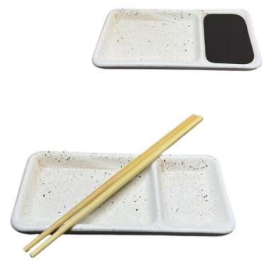 Imagem de Prato individual para Sushi e Shoyu em Porcelana Sapporo com Divisória