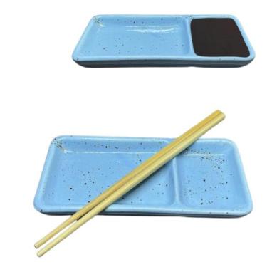 Imagem de Prato individual com Divisória para Sushi e Shoyu em Porcelana Sapporo