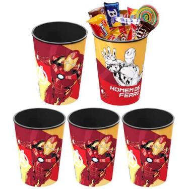 Imagem de Kit 5 Copos Homem de Ferro para Doces e Lembranças de Festa - Plasútil