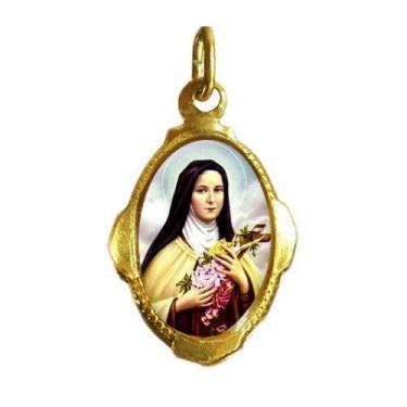 Imagem de Pingente Medalha Santa Terezinha do Menino Jesus Resinada - FORNECEDOR