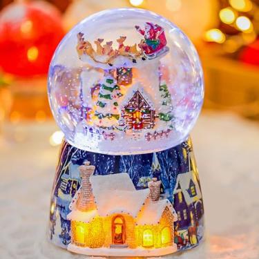 Imagem de Mr.Winder Caixa de Música de Natal Presente de Globo de Neve, Papai Noel Giratório Musical Voando Sobre A Vila Glitter, Presente para Meninas Esposa Namorada Filha Filho Neta, Presente de Natal Toca 8