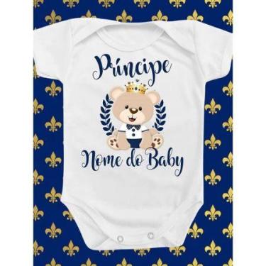 Imagem de Body Infantil Personalizado Bebê Príncipe Ursinho Urso Com Nome Menino