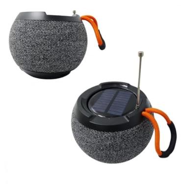Imagem de Caixa de Som Bluetooth 5W com Antena e Carregamento Solar, Alcance de 10 metros, 4 horas de Reprodução, Controle de Volume e Música (Cinza)