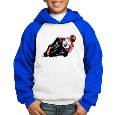 Imagem de Moletom Infantil Motorcycle Racing - Foca na Moda, Branco, Azul, 14