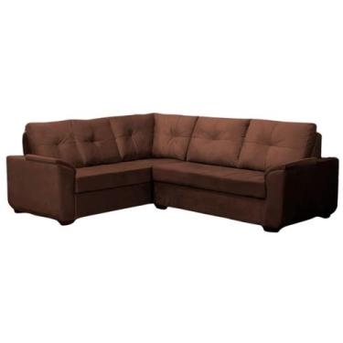 Imagem de Sofá de Canto Mustang 5 Lugares Veludo Marrom 204x250cm Megasul