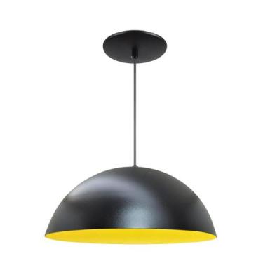 Imagem de Luminária Pendente Meia Lua 34cm Com Interior Amarelo Com Fiação 110/2