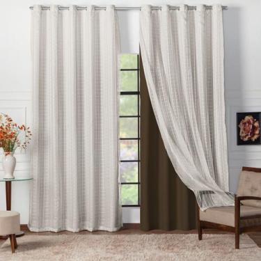 Imagem de Cortina Sala Blecaute Tecido 4 Metros Com Voil 4x2,70 - Feffo Cortinas