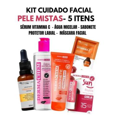 Imagem de Kit  Skincare Limpeza Facial Pele Mistas Vitamina C e Colágeno com Pro