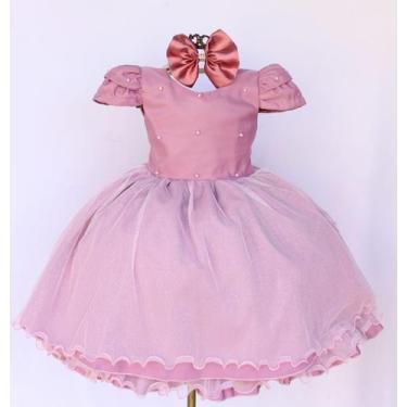 Imagem de Vestido Infantil Rose Luxo Daminha Casamento E Tiara - festa luxo, 2, 