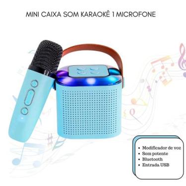 Imagem de Caixa De Som Portátil Com Microfone Karaokê LED sem fio Bluetooth Famí