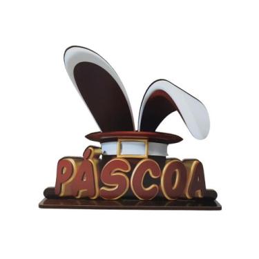 Imagem de Totem de Mesa Páscoa Kit 10un Coelhinho Cartola Lembrancinha Decoração