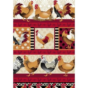 Imagem de Tecido Estampado para Patchwork - Galos e Galinhas Cor 2592 (0,50x1,50
