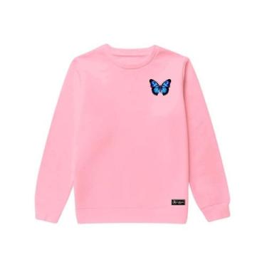 Imagem de Blusão Moletom Infantil Borboleta Personalizado sem Capuz gola Redonda