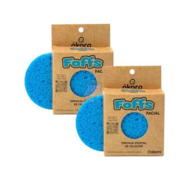 Imagem de Kit 02 Esponja Para Limpeza Facial Foffs Esponja Vegetal de 100% Celul