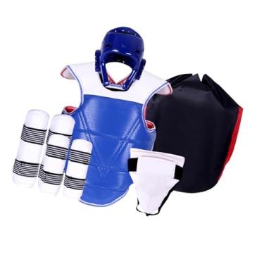 Imagem de kowaku 5 peças de equipamento de proteção de taekwondo proteção total conjunto de protetor de virilha profissional equipamento de sparring de karatê para, Xl