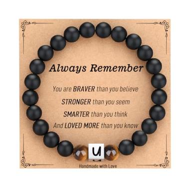 Imagem de TONY & SANDY To My Boys Pulseira masculina com inicial para adolescentes, meninos, filho, neto, sobrinho, aniversário, Páscoa, dia dos namorados, presentes de Natal para homens, 7.5 Inches, Aço