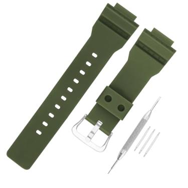 Imagem de JETHENG Pulseira masculina de resina compatível com Casio G-Shock 21 mm × 16 mm GBA800 GBA-800 GBD800 GBD-800 (verde militar)