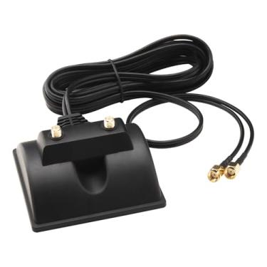 Imagem de Kaunosta Base magnética com conector fêmea RP-SMA duplo para antena de banda universal para antena de qualquer tamanho de antena PCI-E placa de rede adaptador USB roteador sem fio com cabo macho